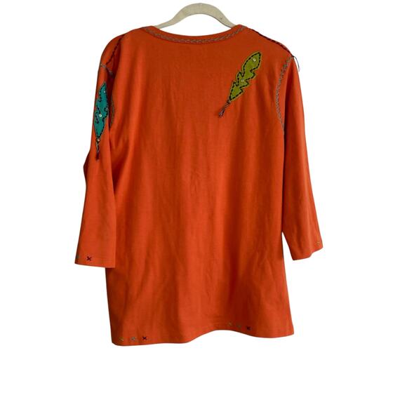 Y2K Sassy Sistas Orange Embroidered Biker Native American Loose Fit Top size XL - Picture 2 of 16